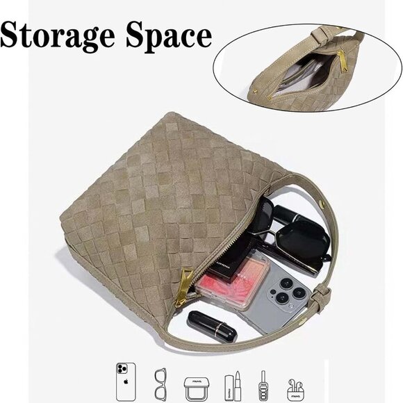 Vegan Leather Woven Purse for Stylish Women – 7.8'' x 3.9'' x 6.3'' Size - Picture 6 of 7